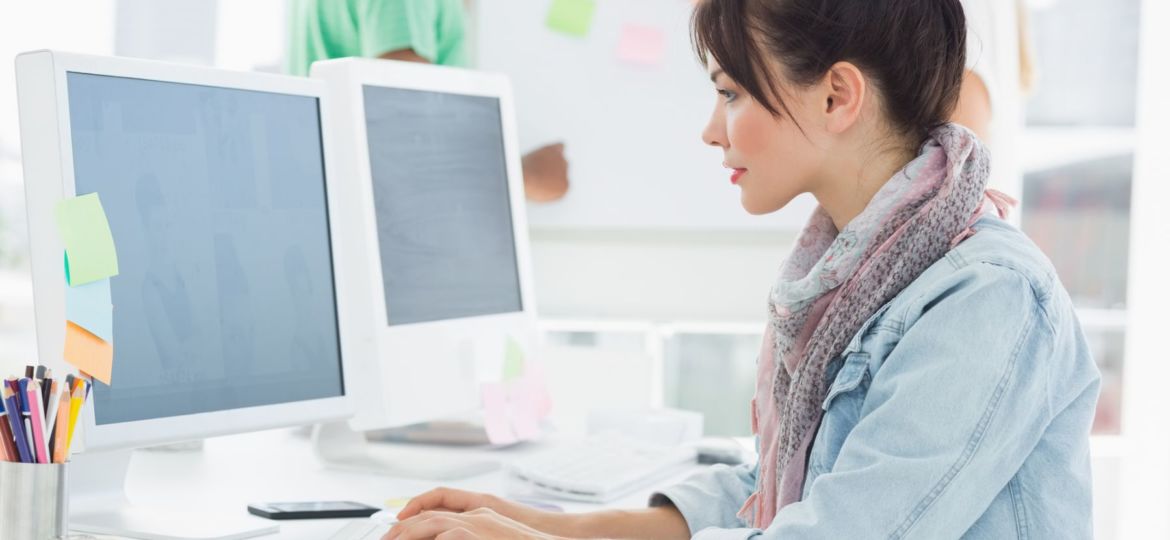 animator sitting at her desk creating an animation