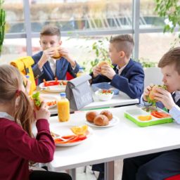 kids eating lunch in the cafeteria